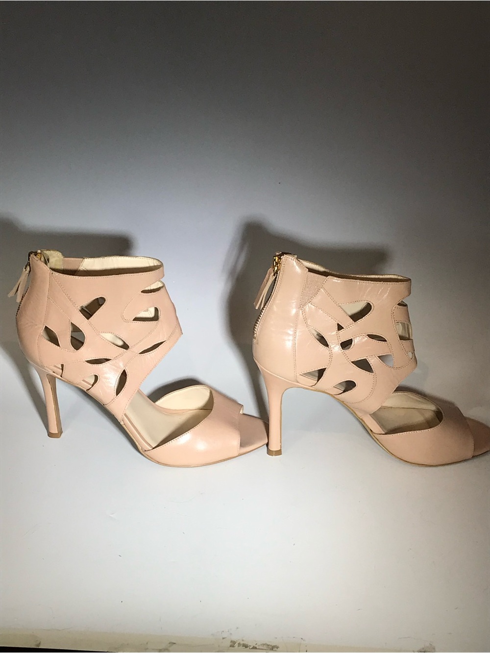 Nine West Nude Leather Cutout Ankle Strap High Heel Sandals- size 10 M - New